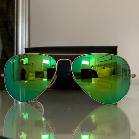 Ray-Ban Accessories - RAY-BAN Aviator Flash Lens in GREEN Ray-Ban Accessories - RAY-BAN Aviator Flash Lens in GREEN